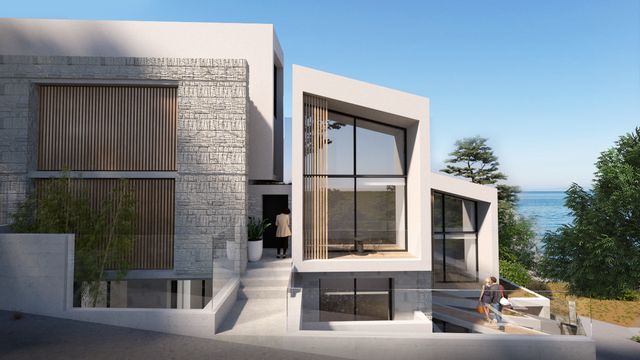 Exterior — the volumes on the slope