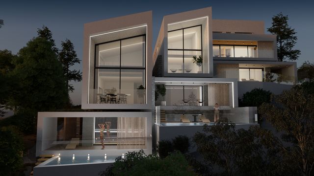 Exterior — the volumes on the slope