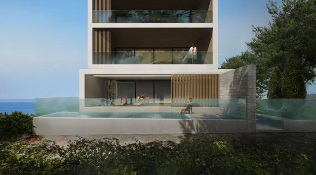 Exterior — the volumes on the slope